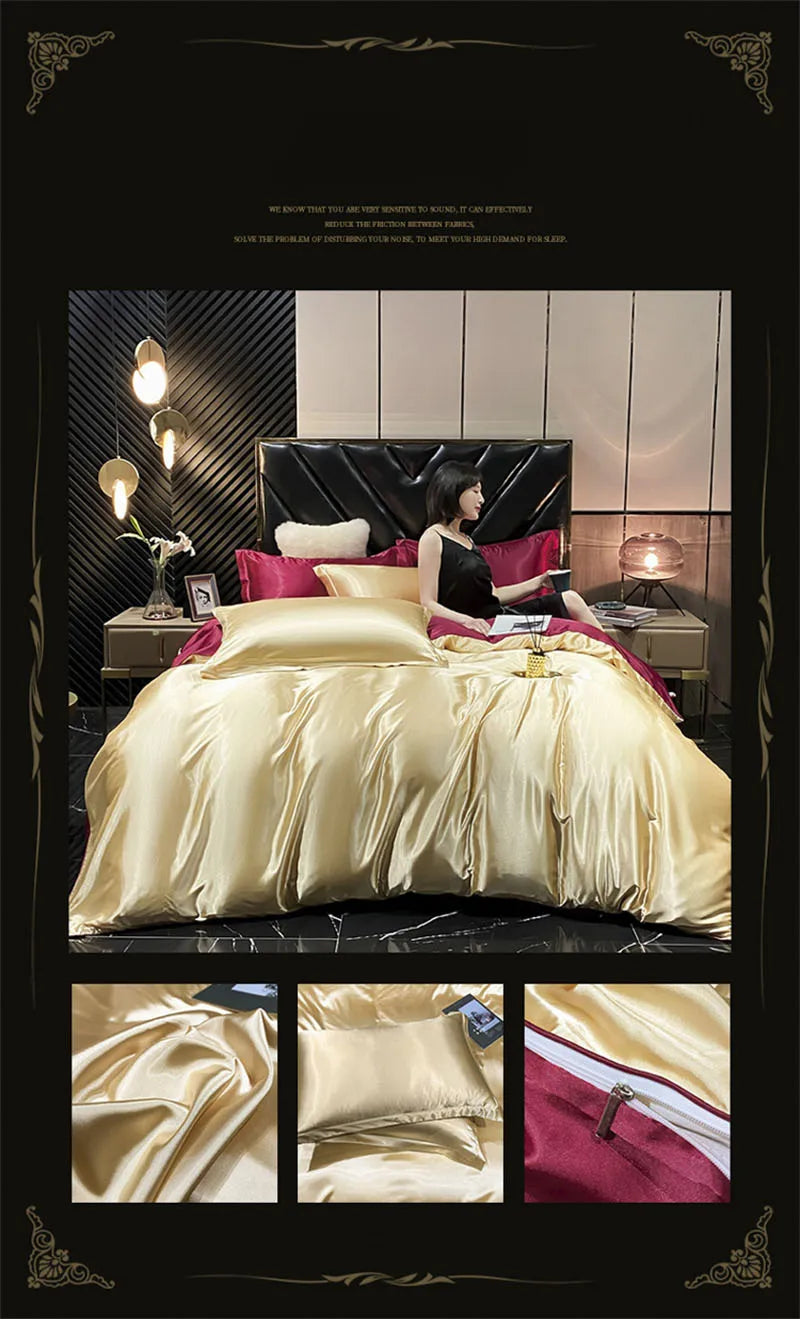 DecorBites™ Luxurious Silk Queen Size Bedding Set