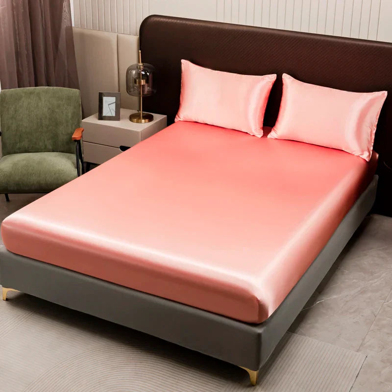 DecorBites™ Luxurious Solid Color Satin Bedding Set