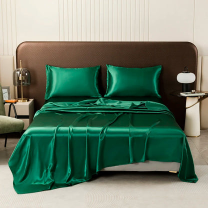 DecorBites™ Luxurious Solid Color Satin Bedding Set
