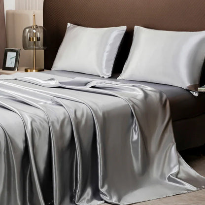 DecorBites™ Luxurious Solid Color Satin Bedding Set