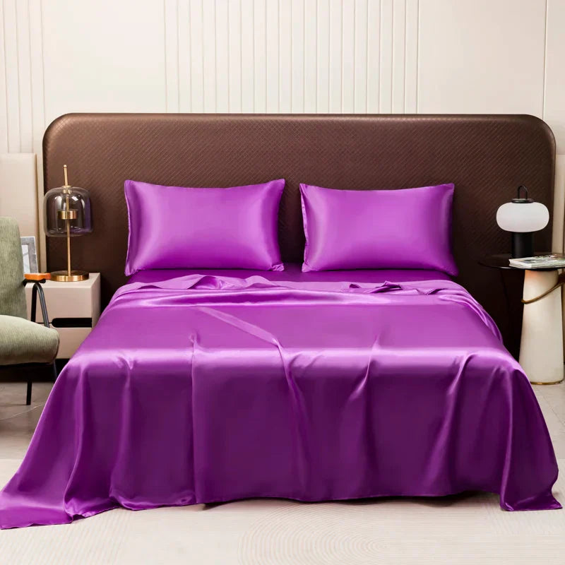 DecorBites™ Luxurious Solid Color Satin Bedding Set