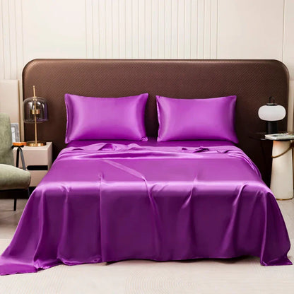 DecorBites™ Luxurious Solid Color Satin Bedding Set