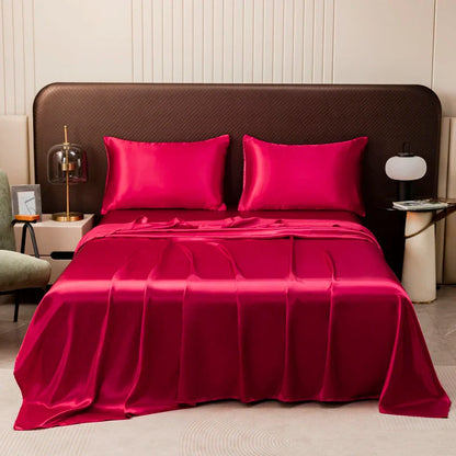 DecorBites™ Luxurious Solid Color Satin Bedding Set