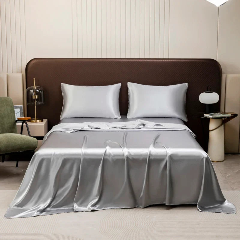 DecorBites™ Luxurious Solid Color Satin Bedding Set