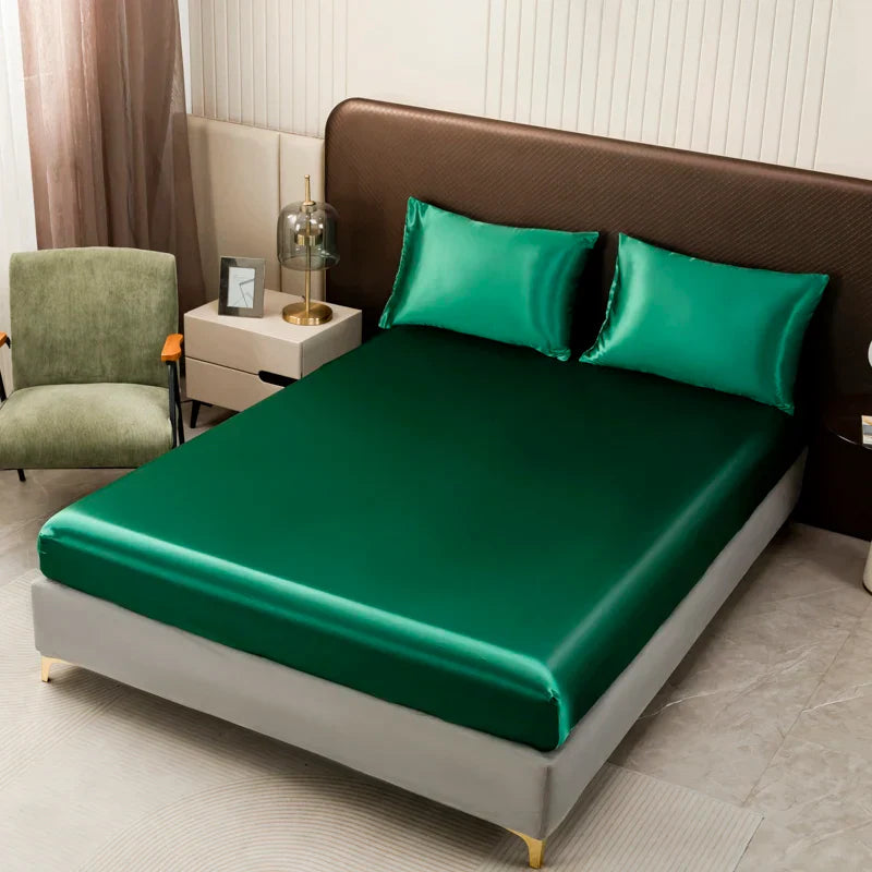 DecorBites™ Luxurious Solid Color Satin Bedding Set