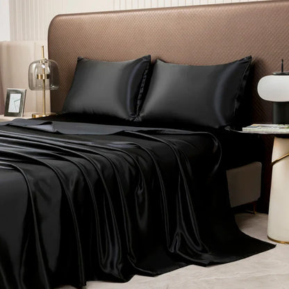 DecorBites™ Luxurious Solid Color Satin Bedding Set
