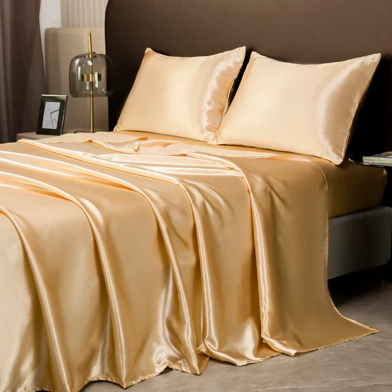 DecorBites™ Luxurious Solid Color Satin Bedding Set