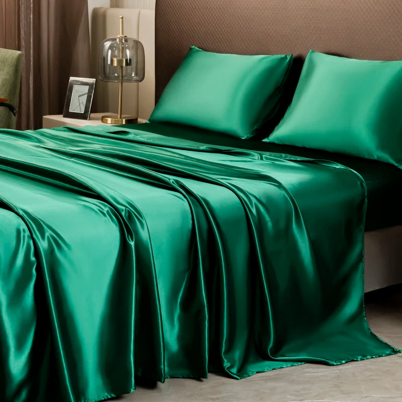 DecorBites™ Luxurious Solid Color Satin Bedding Set