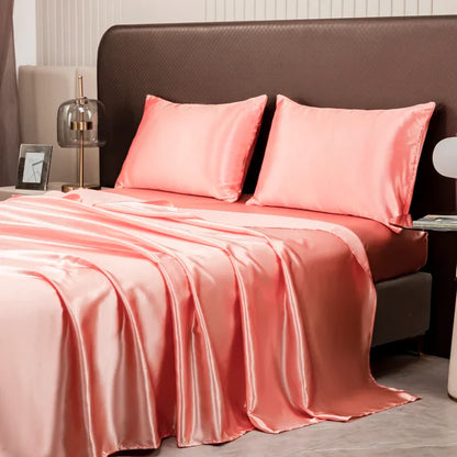 DecorBites™ Luxurious Solid Color Satin Bedding Set