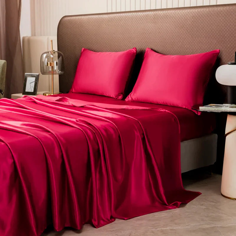 DecorBites™ Luxurious Solid Color Satin Bedding Set