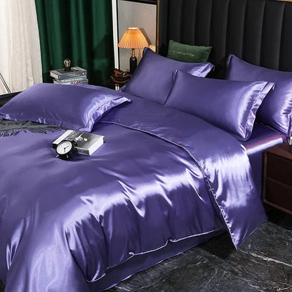 DecorBites™ Luxurious Solid Color Silk Bedding Set