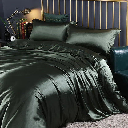 DecorBites™ Luxurious Solid Color Silk Bedding Set - King/Queen/Twin