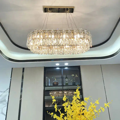 Luxurious two tier gold crystal chandelier for dining room