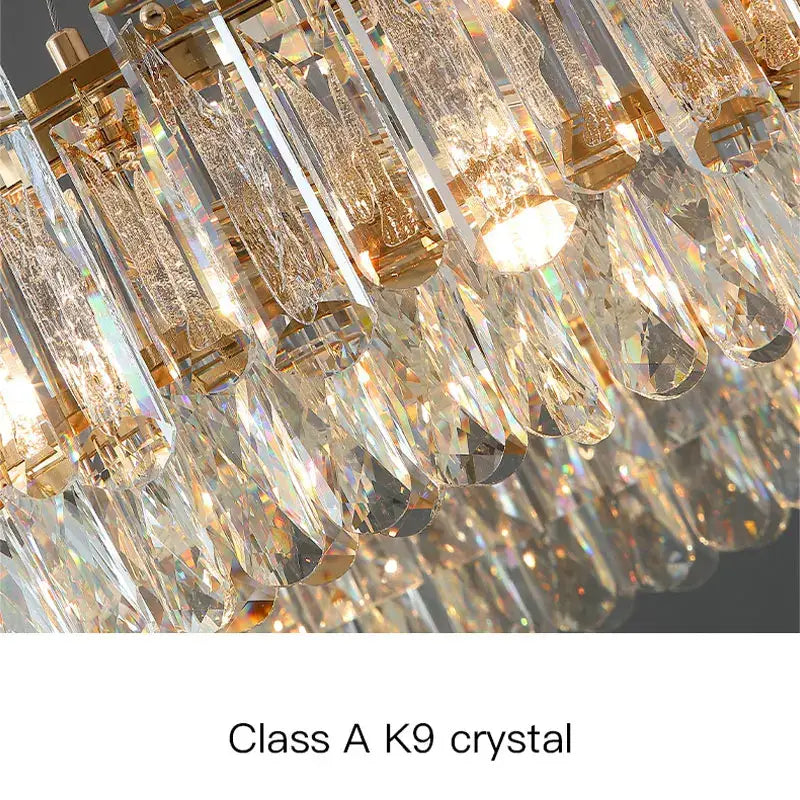Luxurious two tier gold crystal chandelier for dining room