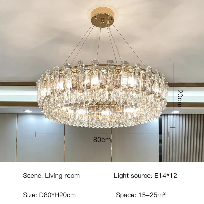 Luxurious two tier gold crystal chandelier for dining room