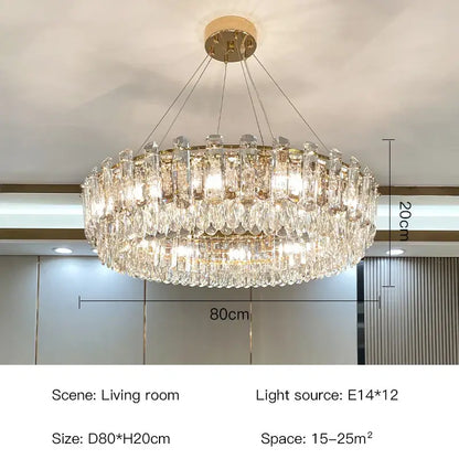 Luxurious two tier gold crystal chandelier for dining room