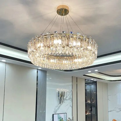 Luxurious two tier gold crystal chandelier for dining room