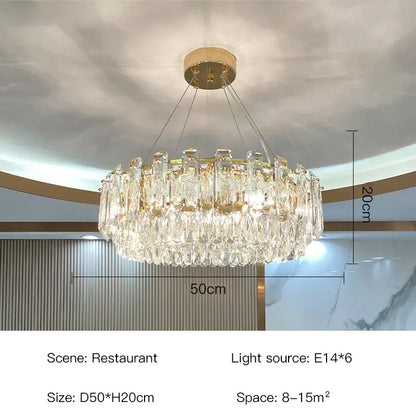 Luxurious two tier gold crystal chandelier for dining room