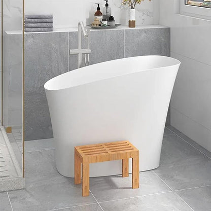 Alora Luxury 47-Inch Freestanding Japanese-Styled Deep Stone Soaking Bathtub Resin, White (SAK57314)