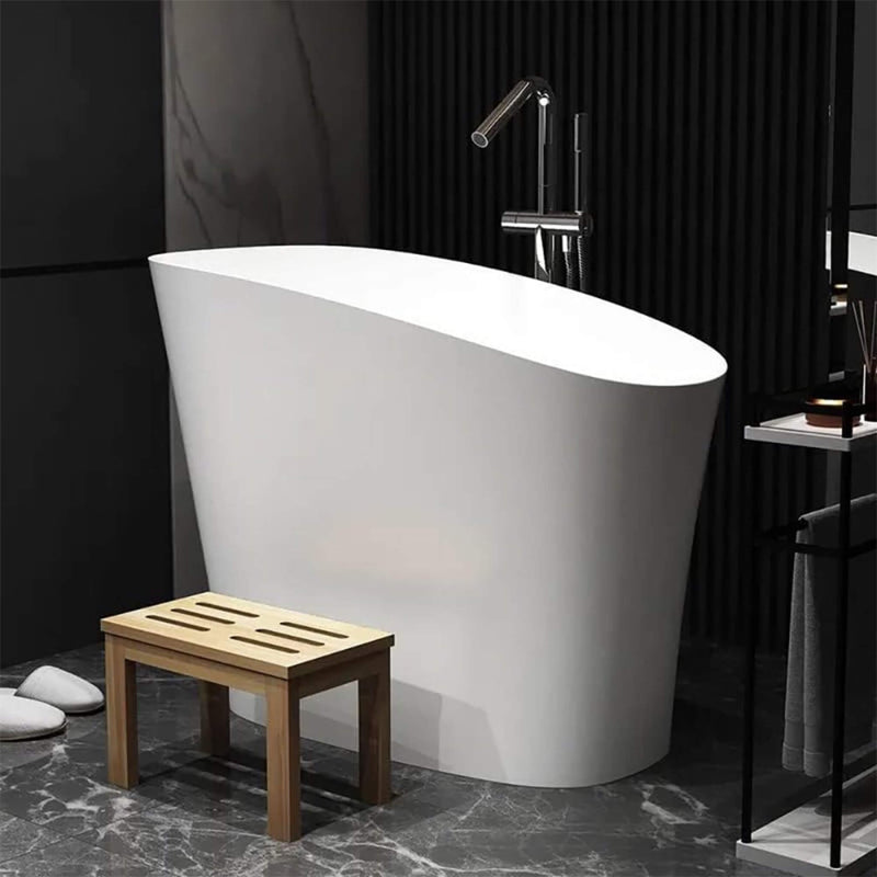 Nuvia Veloura Luxury 47-Inch White Freestanding Japanese-Styled Deep Stone Soaking Bathtub Resin (SAK84725)