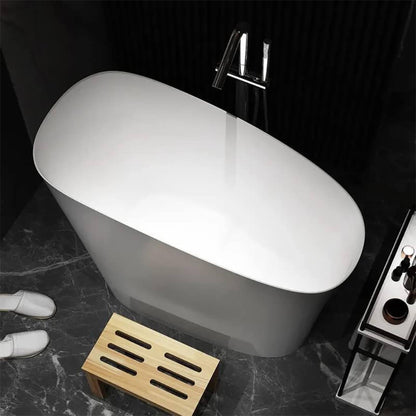 Nuvia Veloura Luxury 47-Inch White Freestanding Japanese-Styled Deep Stone Soaking Bathtub Resin (SAK84725)