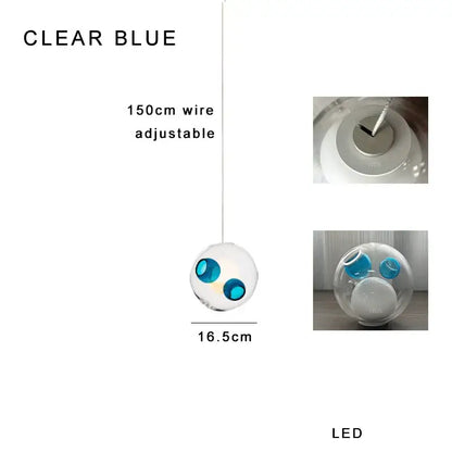 Luxury amber glass sphere pendant light dining room dimmable led