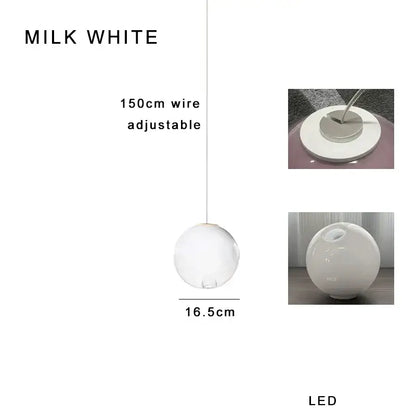 Luxury amber glass sphere pendant light dining room dimmable led