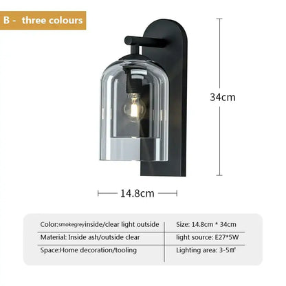 Luxury amber glass wall art light – bedroom amber & black sconce