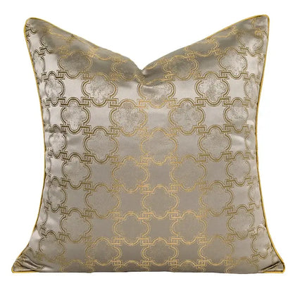 Luxury beige & gold quatrefoil geometric pillow cover bedroom decor