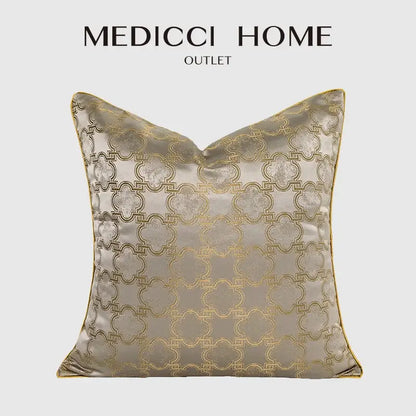 Luxury beige & gold quatrefoil geometric pillow cover bedroom decor