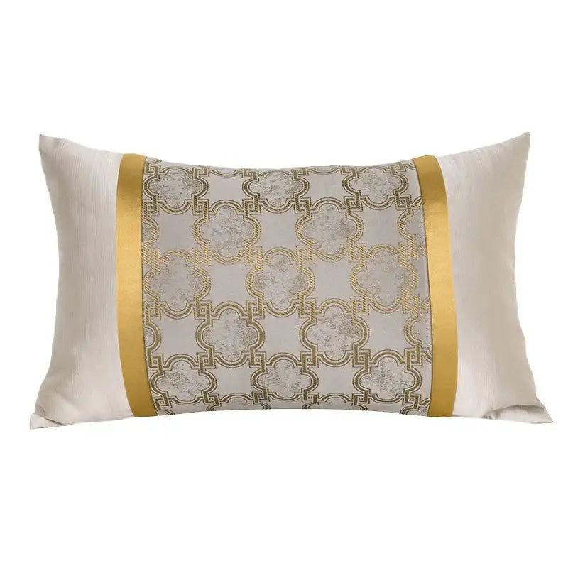 Luxury beige & gold quatrefoil geometric pillow cover bedroom decor