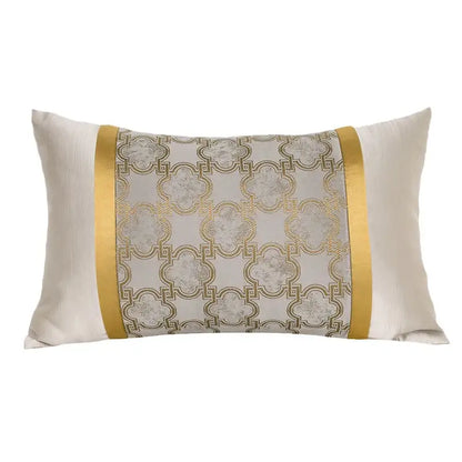 Luxury beige & gold quatrefoil geometric pillow cover bedroom decor