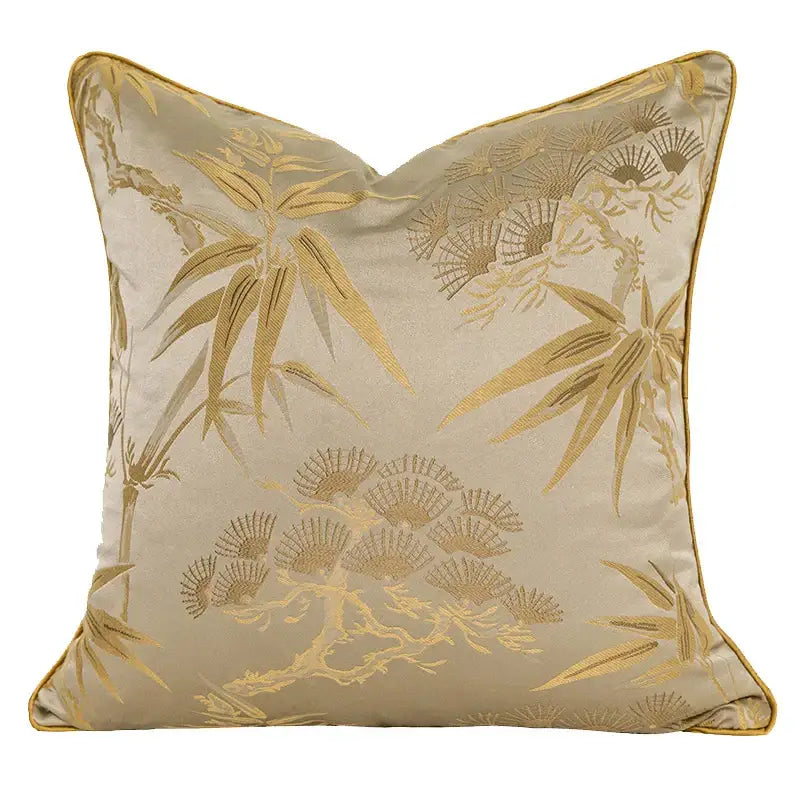 Luxury beige & gold quatrefoil geometric pillow cover bedroom decor