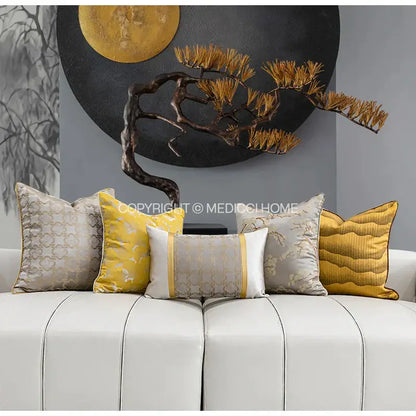 Luxury beige & gold quatrefoil geometric pillow cover bedroom decor