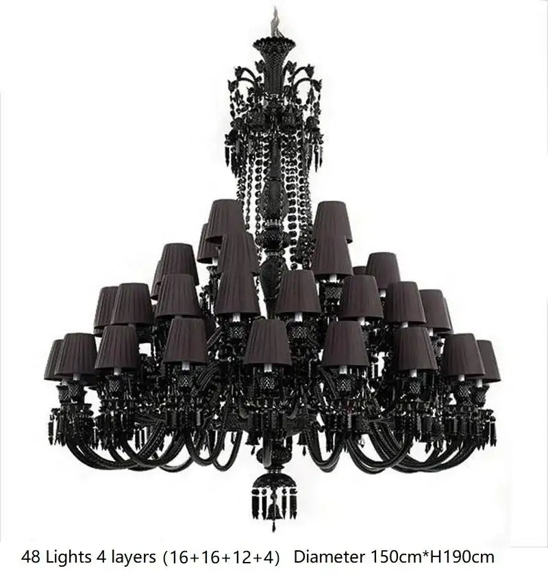 Luxury black crystal chandelier dining room candle style lighting