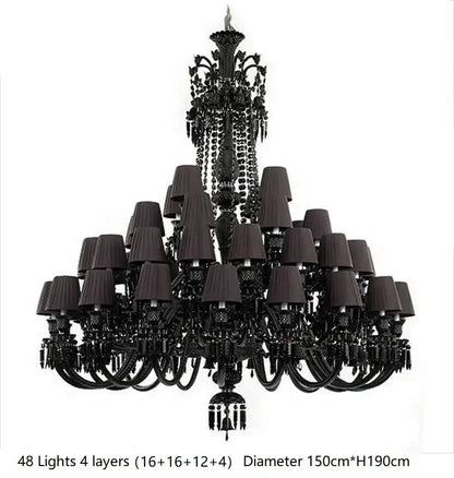 Luxury black crystal chandelier dining room candle style lighting