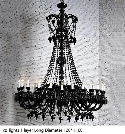 Luxury black crystal chandelier dining room candle style lighting