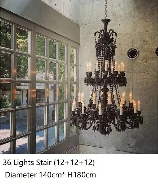Luxury black crystal chandelier dining room candle style lighting