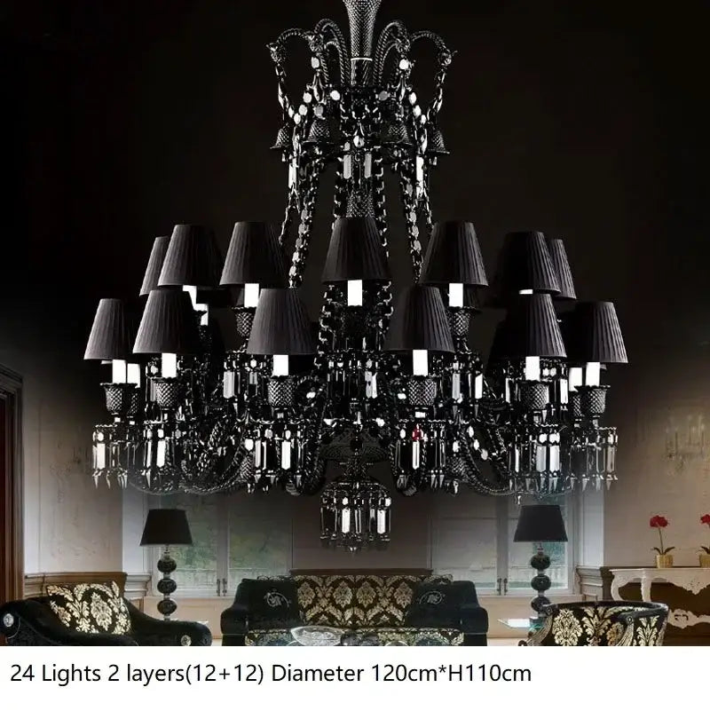 Luxury black crystal chandelier dining room candle style lighting