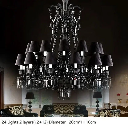 Luxury black crystal chandelier dining room candle style lighting