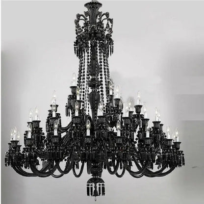 Luxury black crystal chandelier dining room candle style lighting
