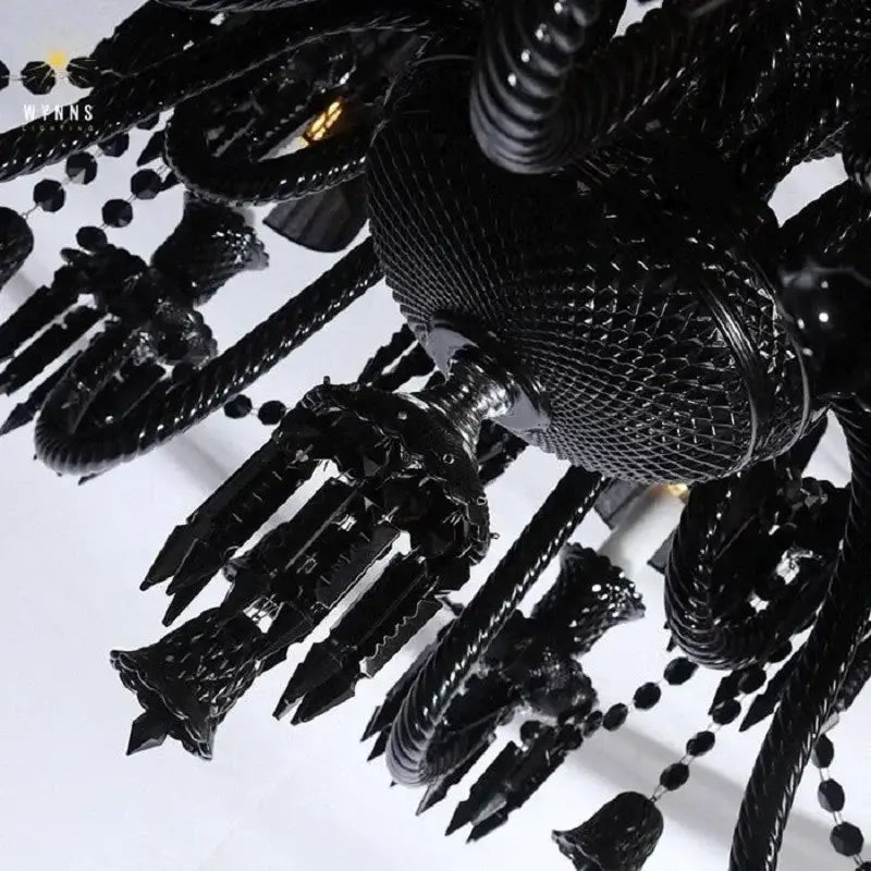 Luxury black crystal chandelier dining room candle style lighting