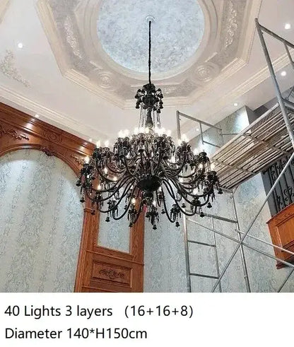 Luxury black crystal chandelier dining room candle style lighting