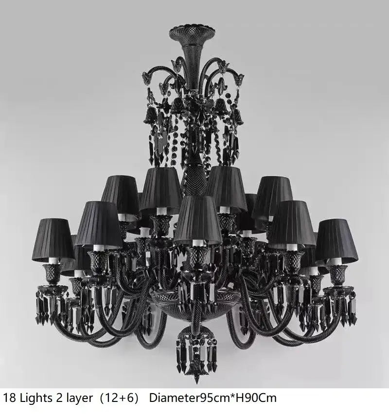 Luxury black crystal chandelier dining room candle style lighting