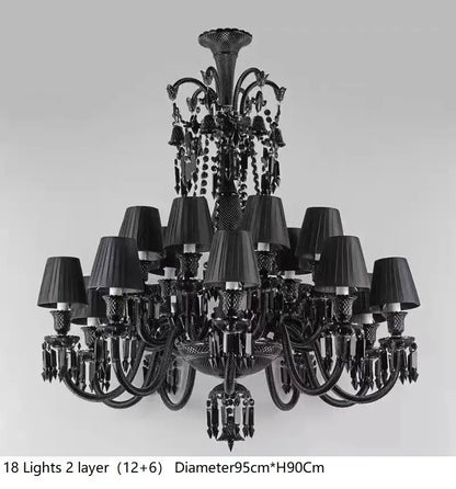 Luxury black crystal chandelier dining room candle style lighting