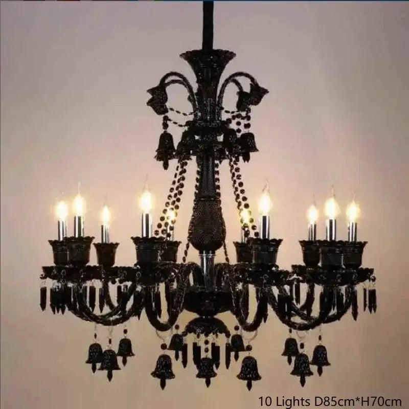 Luxury black crystal chandelier dining room candle style lighting