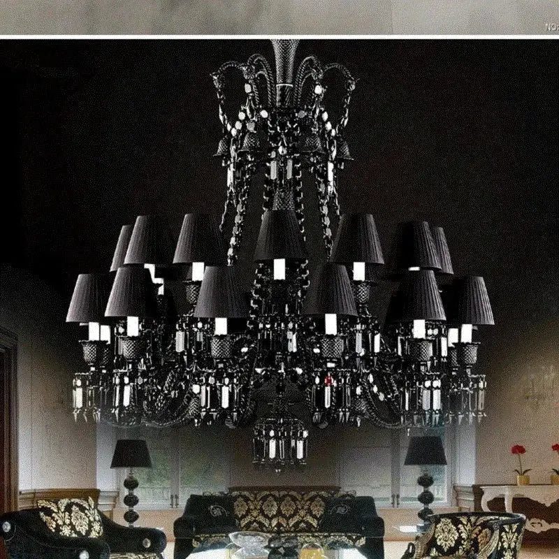 Luxury black crystal chandelier dining room candle style lighting