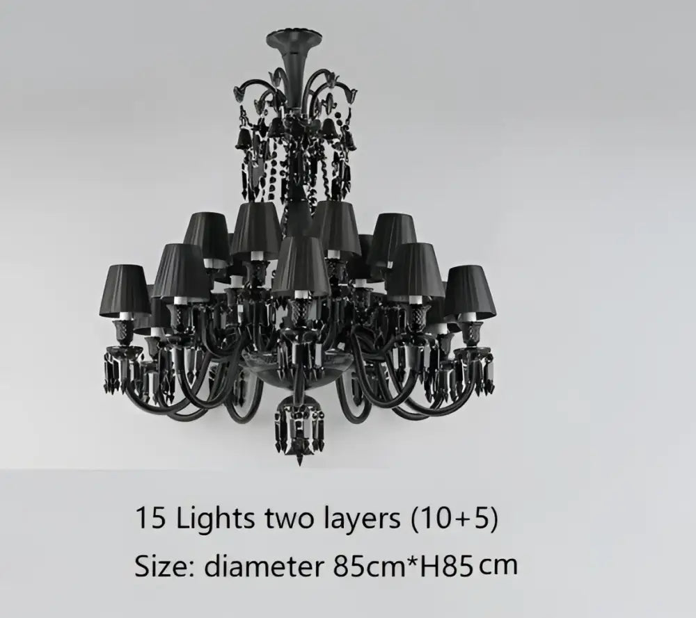 Luxury black crystal chandelier dining room candle style lighting
