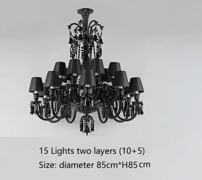 Luxury black crystal chandelier dining room candle style lighting
