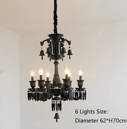 Luxury black crystal chandelier dining room candle style lighting